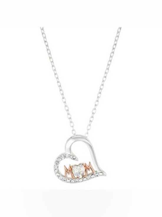 Jewelry - Mom Heart Pendant Necklace in Silver